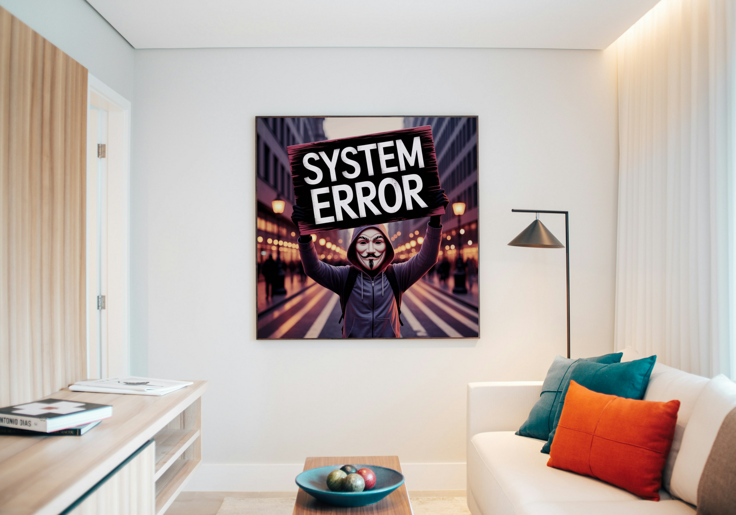 "System Error" - Banksy-Inspired Anarchy Mask Digital Art Download