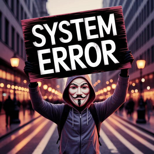 "System Error" - Banksy-Inspired Anarchy Mask Digital Art Download