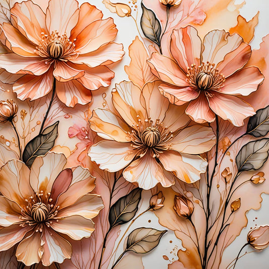 Fluid Bloom: Alcohol Ink Floral Art - Abstract Botanical Print