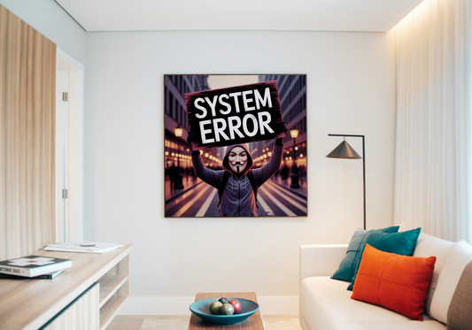 "System Error" - Banksy-Inspired Anarchy Mask Digital Art Download